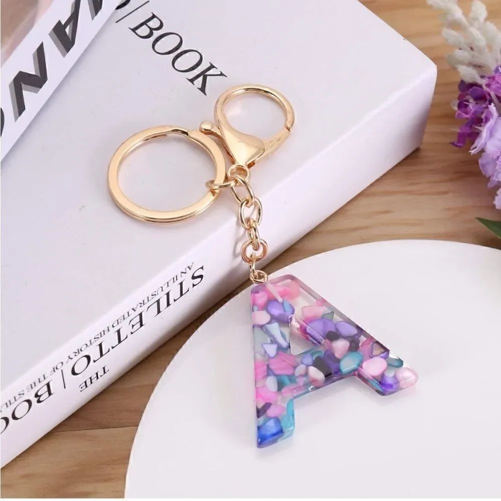 Initials Resin Gemstone Keychain